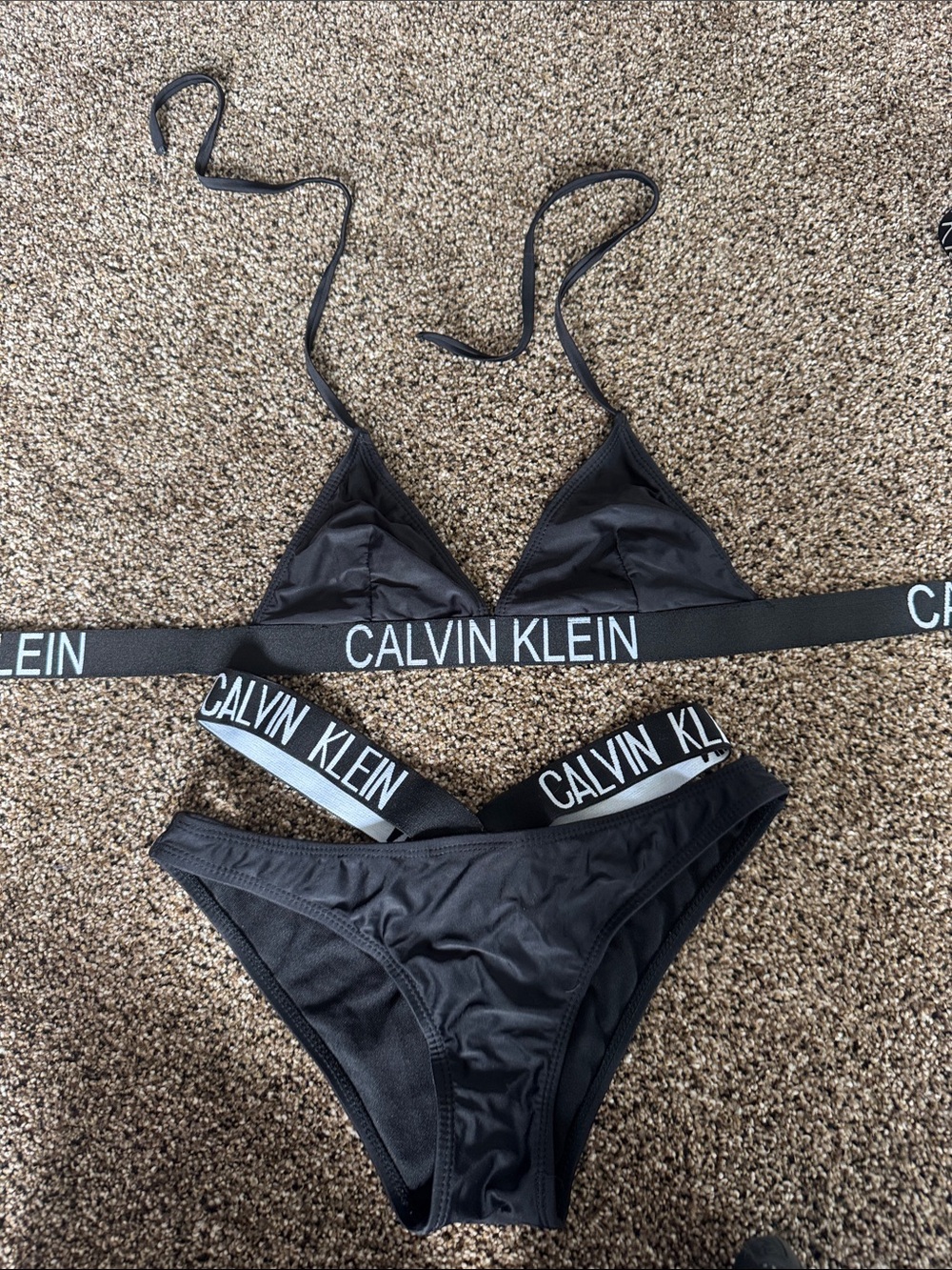 Calvin Klein Black Logo Triangle Bralette Bikini Set